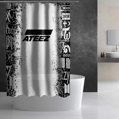 Шторка для ванной Ateez black and white / 3D-принт – фото 2