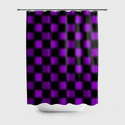 Шторка для душа Фиолетовый черный узор Шахматка, цвет: 3D-принт