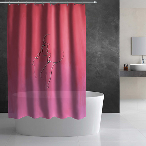 Шторка для ванной Девушка с помадой / 3D-принт – фото 2