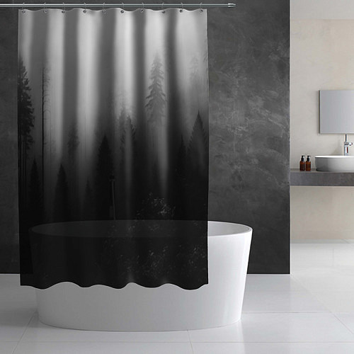 Шторка для ванной Красивый туманный лес / 3D-принт – фото 2
