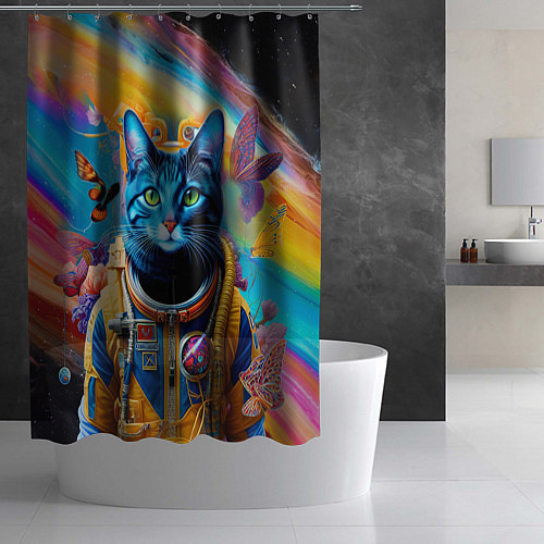 Шторка для ванной Кот в космическом скафандре - нейросеть / 3D-принт – фото 2