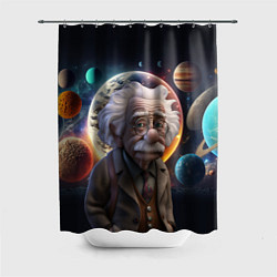 Шторка для душа Альберт Эйнштейн и его теория, цвет: 3D-принт