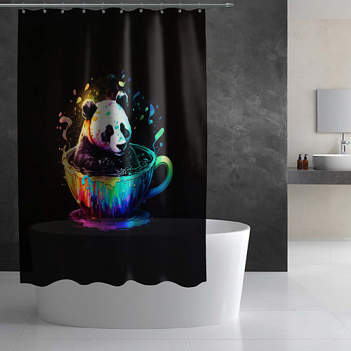 Шторка для ванной Панда в кружке / 3D-принт – фото 2
