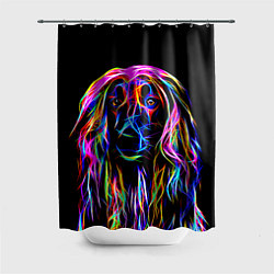 Шторка для душа Dog - neon lines, цвет: 3D-принт