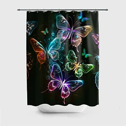 Шторка для душа Неоновые дикие бабочки, цвет: 3D-принт
