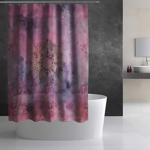 Шторка для ванной Мандала гармонии, фиолетовая, космос / 3D-принт – фото 2