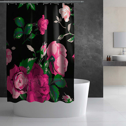 Шторка для ванной Шипы и розы / 3D-принт – фото 2
