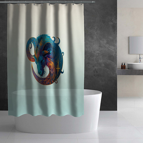 Шторка для ванной Козерог на приятном светлом фоне / 3D-принт – фото 2