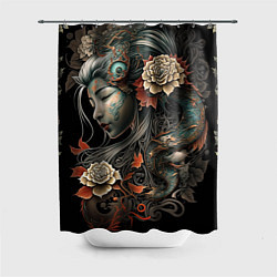 Шторка для душа Японская девушка Irezumi, цвет: 3D-принт