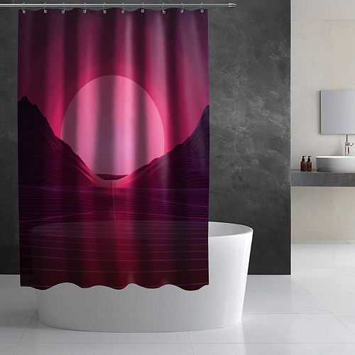 Шторка для ванной Неоновый закат / 3D-принт – фото 2