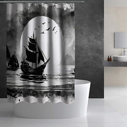 Шторка для душа Корабль в море, цвет: 3D-принт — фото 2