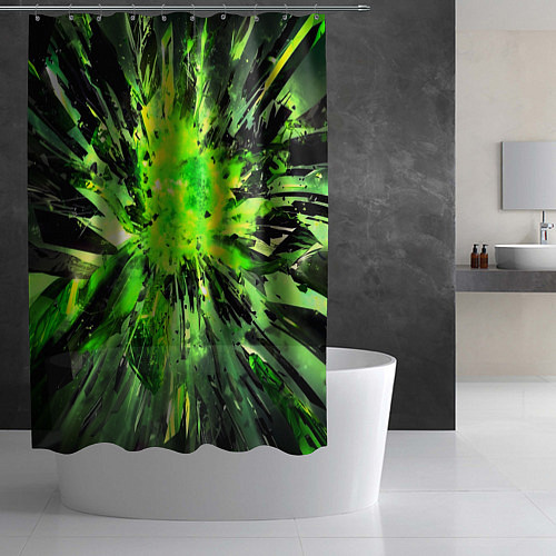 Шторка для ванной Fractal green explosion / 3D-принт – фото 2