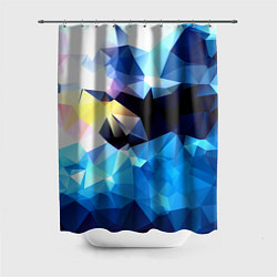 Шторка для душа Polygon blue abstract collection, цвет: 3D-принт