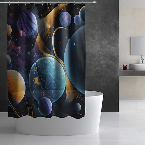 Шторка для ванной Планеты во вселенной / 3D-принт – фото 2