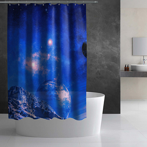 Шторка для ванной Бескрайний космос / 3D-принт – фото 2