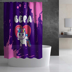 Шторка для душа Вера единорог с сердечком, цвет: 3D-принт — фото 2