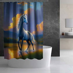 Шторка для душа Белая лошадь на рассвете, цвет: 3D-принт — фото 2