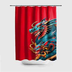 Шторка для душа Japanese dragon - irezumi, цвет: 3D-принт