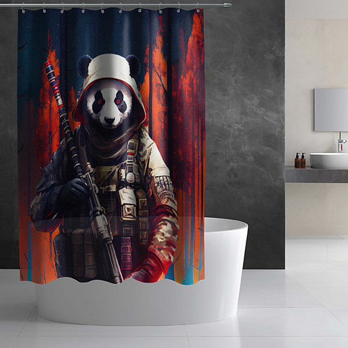 Шторка для ванной Медведь панда солдат / 3D-принт – фото 2