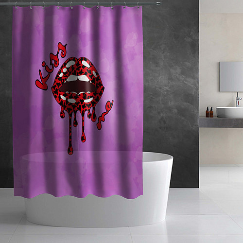 Шторка для ванной Поцелуй меня алые губы / 3D-принт – фото 2