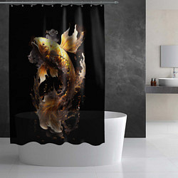 Шторка для душа Рыба золотой дракон, цвет: 3D-принт — фото 2