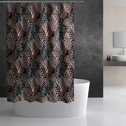 Шторка для ванной Тропический коричнево серый узор / 3D-принт – фото 2