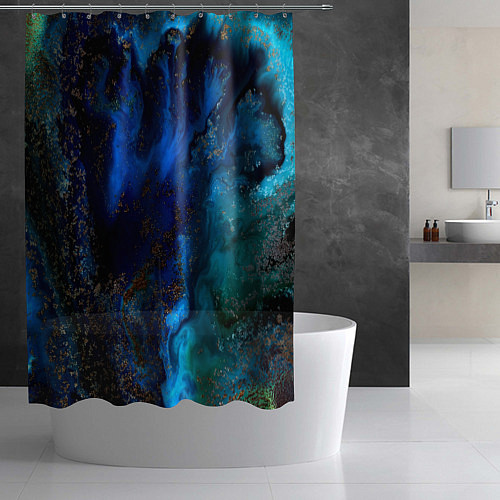 Шторка для ванной Жидкие холодные краски / 3D-принт – фото 2