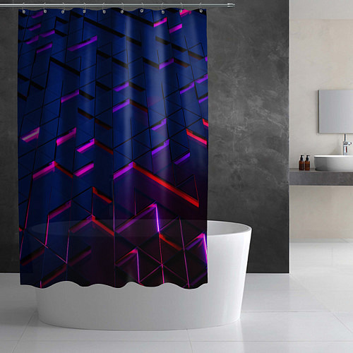 Шторка для ванной Неоновые треугольники с подсветкой / 3D-принт – фото 2