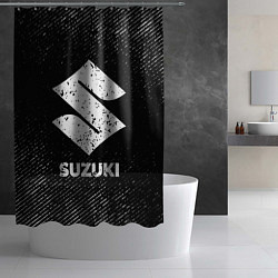 Шторка для душа Suzuki с потертостями на темном фоне, цвет: 3D-принт — фото 2