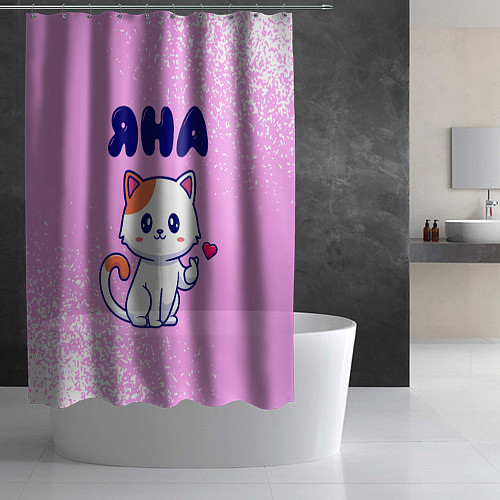 Шторка для ванной Яна кошечка с сердечком / 3D-принт – фото 2