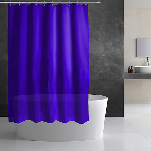 Шторка для ванной Паттерн в стиле модерн синий тусклый / 3D-принт – фото 2