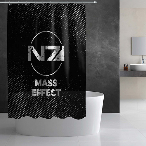 Шторка для ванной Mass Effect с потертостями на темном фоне / 3D-принт – фото 2