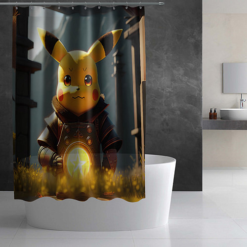 Шторка для ванной Пикачу в стиле постапакалипсис / 3D-принт – фото 2