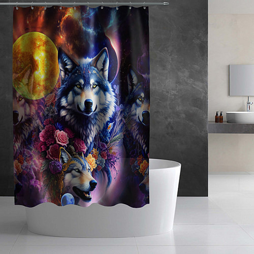 Шторка для ванной Звездные волки / 3D-принт – фото 2
