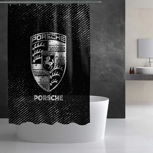 Шторка для ванной Porsche с потертостями на темном фоне / 3D-принт – фото 2