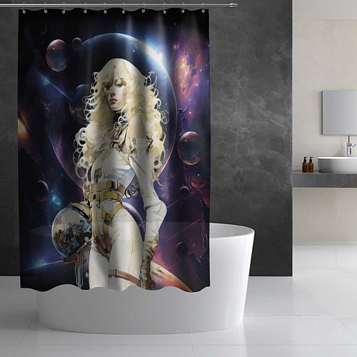 Шторка для ванной Космическая блондинка / 3D-принт – фото 2