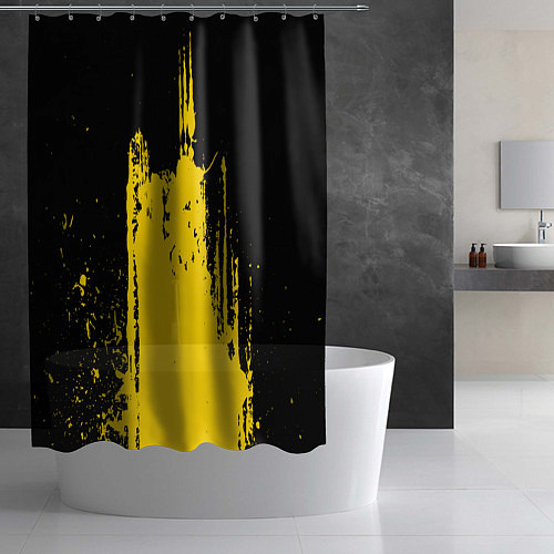 Шторка для ванной Фонтан бурлящей желтой краски / 3D-принт – фото 2