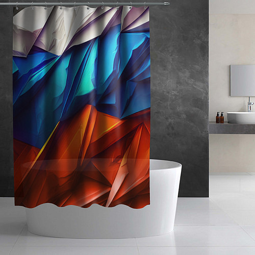 Шторка для ванной Российский флаг на скале / 3D-принт – фото 2