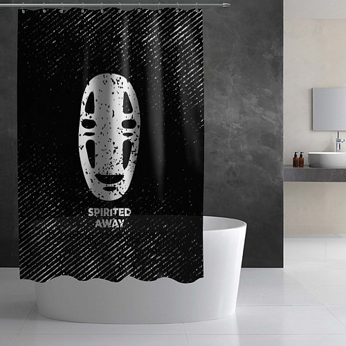 Шторка для ванной Spirited Away с потертостями на темном фоне / 3D-принт – фото 2