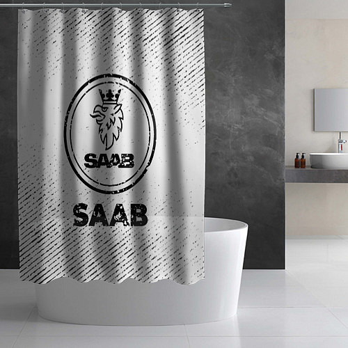 Шторка для ванной Saab с потертостями на светлом фоне / 3D-принт – фото 2
