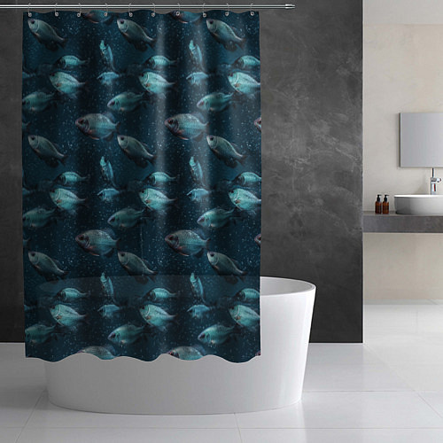 Шторка для ванной Текстура из рыбок / 3D-принт – фото 2