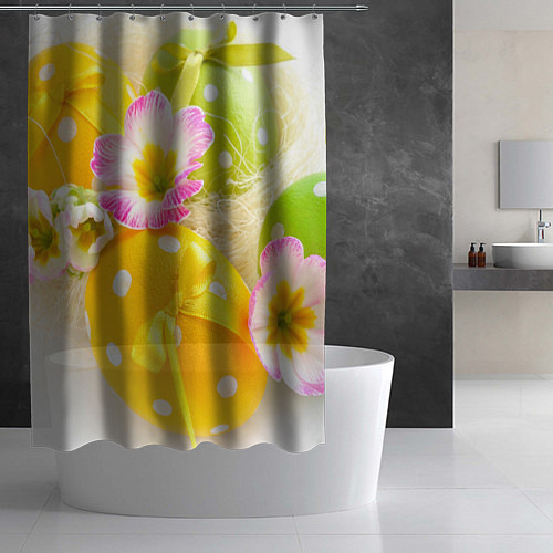 Шторка для ванной Пасхальные яйца и цветы / 3D-принт – фото 2
