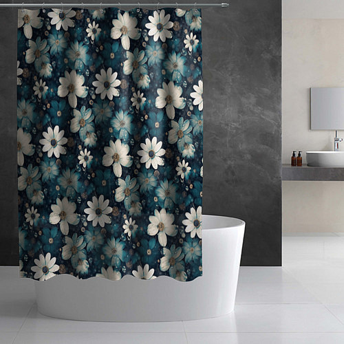 Шторка для ванной Узор из весенних цветочков / 3D-принт – фото 2