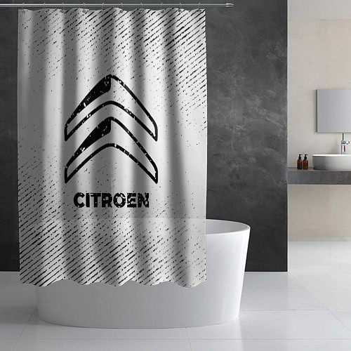 Шторка для ванной Citroen с потертостями на светлом фоне / 3D-принт – фото 2