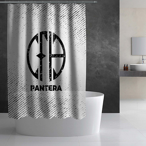 Шторка для ванной Pantera с потертостями на светлом фоне / 3D-принт – фото 2