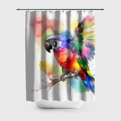 Шторка для душа Разноцветный акварельный попугай, цвет: 3D-принт