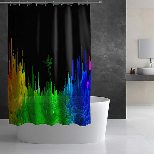 Шторка для ванной Геометрическая музыкальная волна / 3D-принт – фото 2