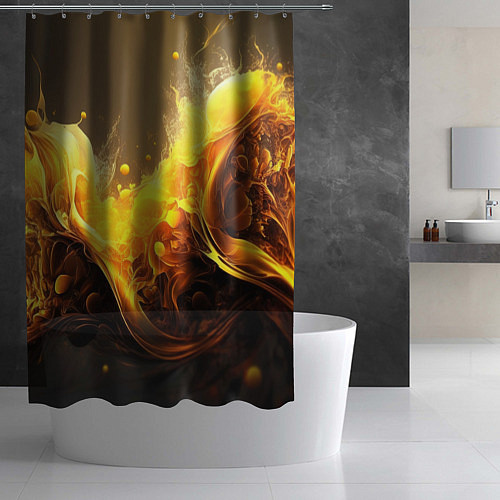 Шторка для ванной Золотые волны / 3D-принт – фото 2