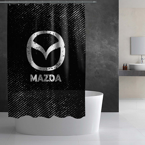 Шторка для ванной Mazda с потертостями на темном фоне / 3D-принт – фото 2