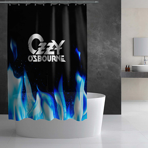 Шторка для ванной Ozzy Osbourne blue fire / 3D-принт – фото 2